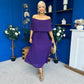 Aileen Pleated Bardot Midi Dress Violet