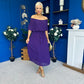 Aileen Pleated Bardot Midi Dress Violet