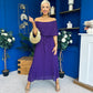 Aileen Pleated Bardot Midi Dress Violet