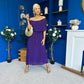 Aileen Pleated Bardot Midi Dress Violet