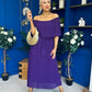 Aileen Pleated Bardot Midi Dress Violet