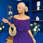 Aileen Pleated Bardot Midi Dress Violet
