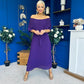 Aileen Pleated Bardot Midi Dress Violet