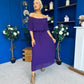 Aileen Pleated Bardot Midi Dress Violet