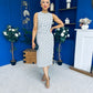 Faith Gathered Detail Midi Dress Polka White