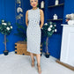 Faith Gathered Detail Midi Dress Polka White