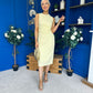 Alanis Gathered Detail Midi Dress Yellow