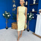 Alanis Gathered Detail Midi Dress Yellow