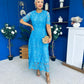 Harriet Crochet Detailed Occasion Dress Blue