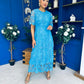 Harriet Crochet Detailed Occasion Dress Blue