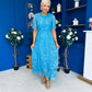 Harriet Crochet Detailed Occasion Dress Blue
