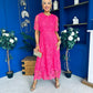 Harriet Crochet Detailed Occasion Dress Pink
