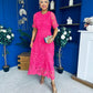 Harriet Crochet Detailed Occasion Dress Pink