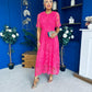 Harriet Crochet Detailed Occasion Dress Pink