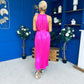 Madina Pleated Halter Maxi Dress in Pink