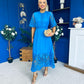 Oran Crochet Detail Occasion Dress Cobalt