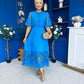 Oran Crochet Detail Occasion Dress Cobalt