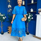 Oran Crochet Detail Occasion Dress Cobalt