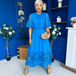 Oran Crochet Detail Occasion Dress Cobalt