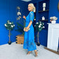 Oran Crochet Detail Occasion Dress Cobalt