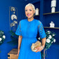 Oran Crochet Detail Occasion Dress Cobalt