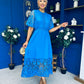 Oran Crochet Detail Occasion Dress Cobalt