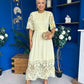 Oran Crochet Detail Occasion Dress Yellow