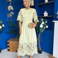 Oran Crochet Detail Occasion Dress Yellow