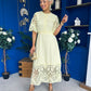 Oran Crochet Detail Occasion Dress Yellow