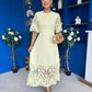 Oran Crochet Detail Occasion Dress Yellow