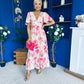 Fern Banded Midi Dress Floral Pink