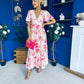 Fern Banded Midi Dress Floral Pink