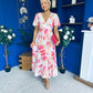 Fern Banded Midi Dress Floral Pink