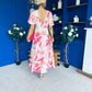 Fern Banded Midi Dress Floral Pink