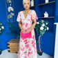 Fern Banded Midi Dress Floral Pink