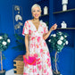 Fern Banded Midi Dress Floral Pink