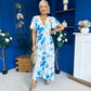 Fern Banded Midi Dress Floral Blue