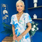 Fern Banded Midi Dress Floral Blue