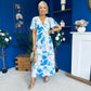Fern Banded Midi Dress Floral Blue