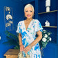 Fern Banded Midi Dress Floral Blue