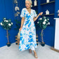 Fern Banded Midi Dress Floral Blue