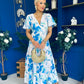 Fern Banded Midi Dress Floral Blue