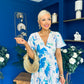 Fern Banded Midi Dress Floral Blue