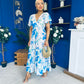 Fern Banded Midi Dress Floral Blue