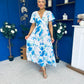 Fern Banded Midi Dress Floral Blue