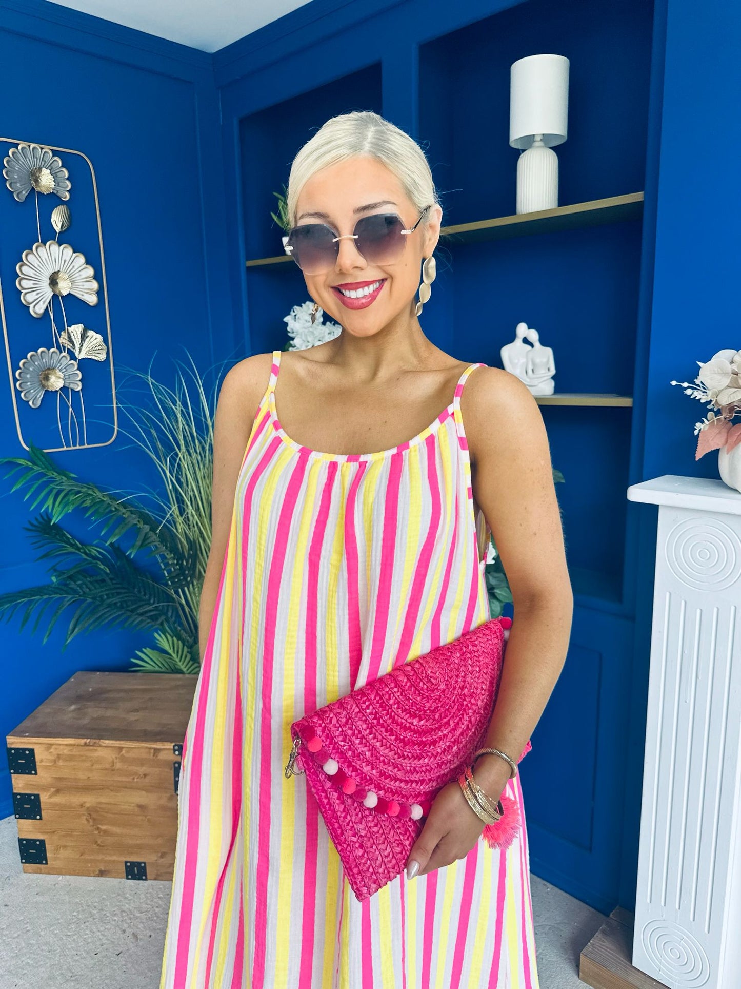 Fleur Striped Para Maxi Dress Dress Yellow