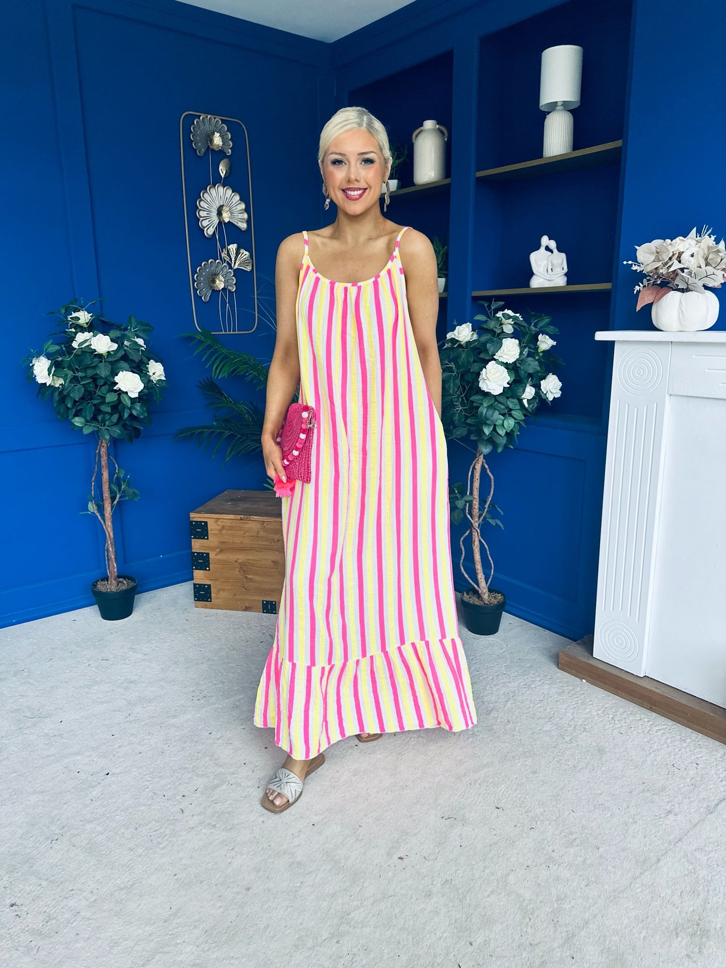Fleur Striped Para Maxi Dress Dress Yellow