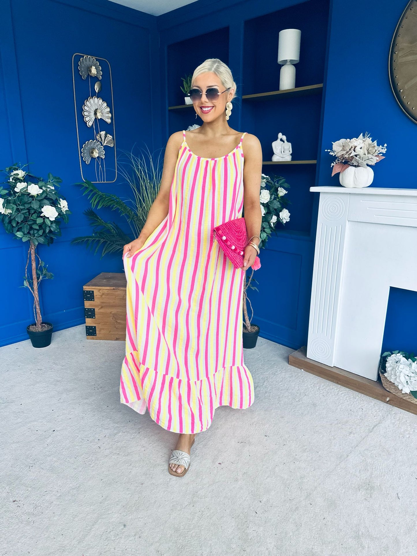 Fleur Striped Para Maxi Dress Dress Yellow