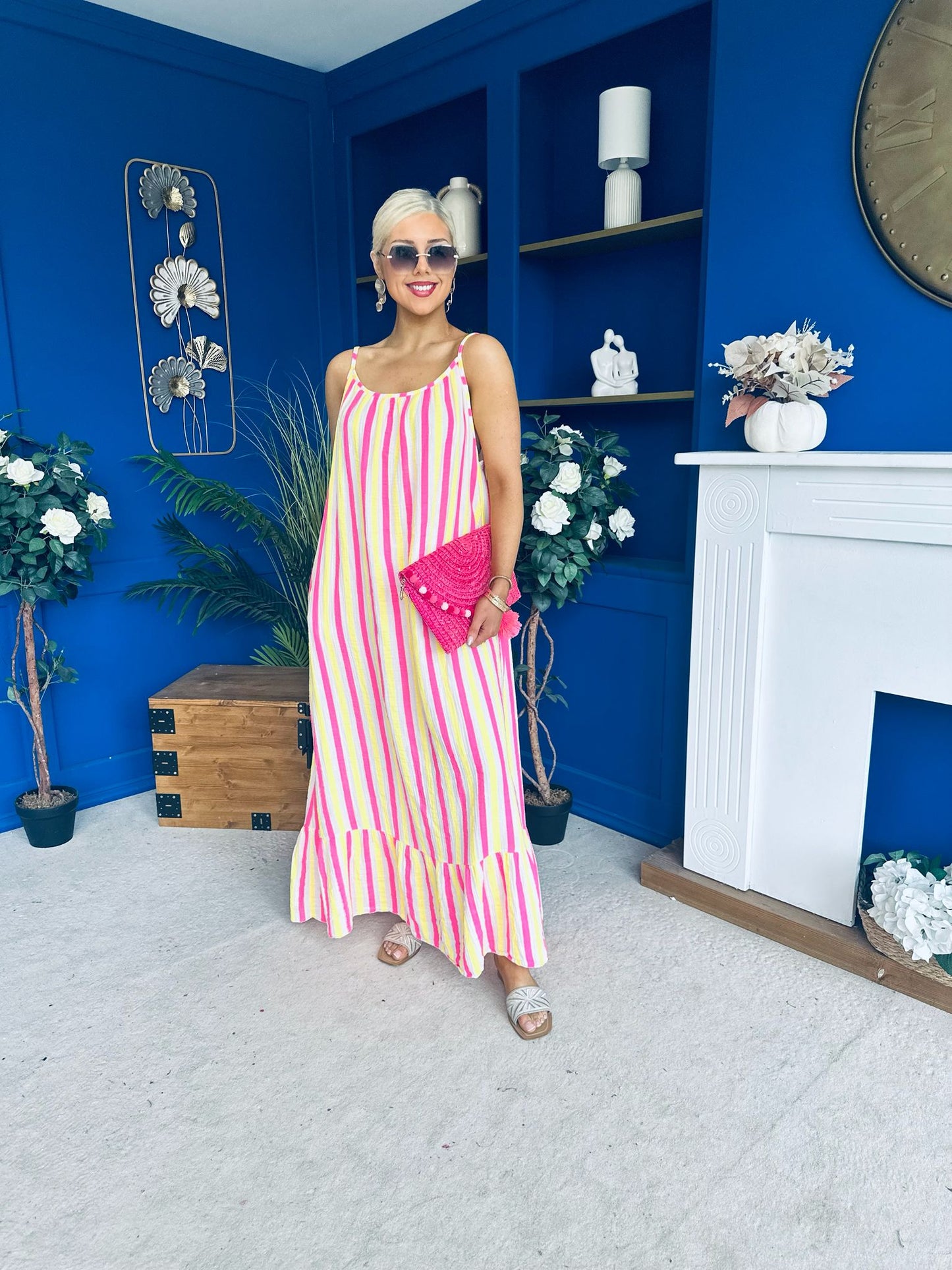 Fleur Striped Para Maxi Dress Dress Yellow