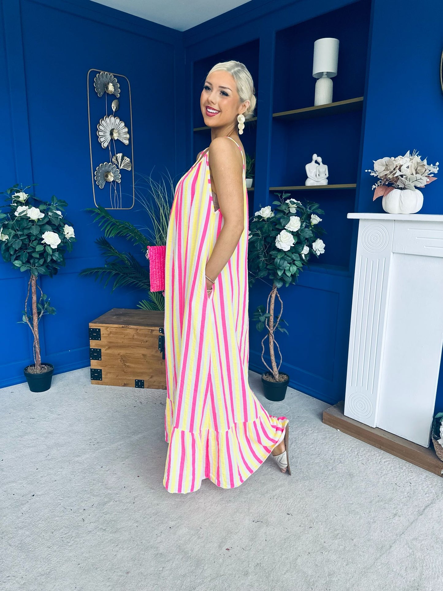 Fleur Striped Para Maxi Dress Dress Yellow